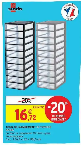 Intermarché Tour De Rangement 10 Tiroirs Noire offre