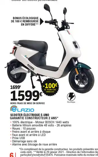 E.Leclerc L'Auto Scooter Electrique E-uno offre
