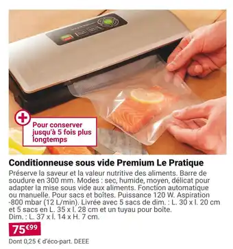 Gamm vert Le pratique conditionneuse sous vide premium offre