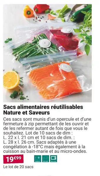 Gamm vert Nature et saveurs sacs alimentaires réutilisables offre
