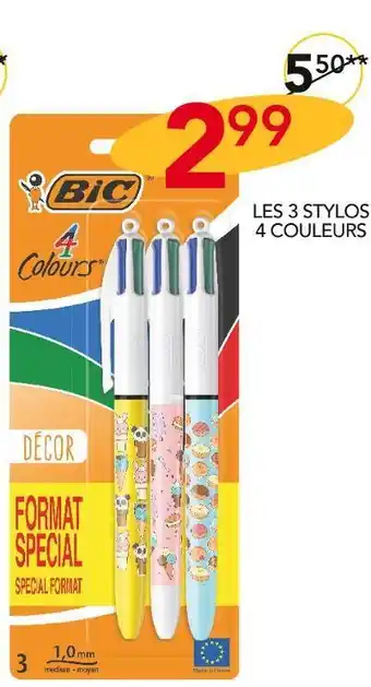 Stokomani Bic les 3 stylos 4 couleurs offre