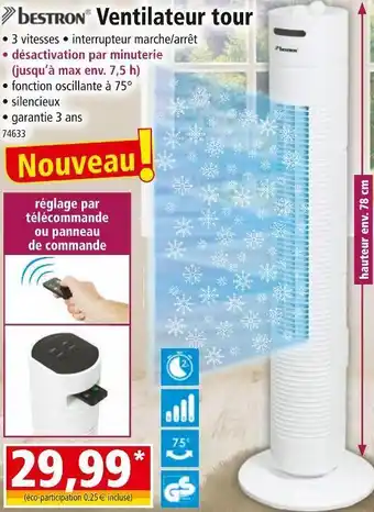Norma Bestron ventilateur tour offre