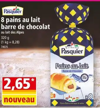 Pasquier 8 pains au lait barre de chocolat