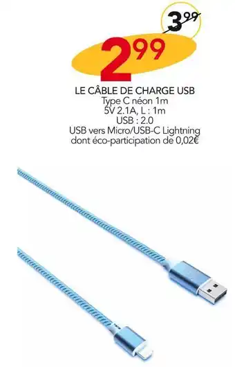 Le cĂąble de charge usb