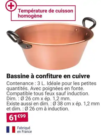 Gamm vert Bassine à confiture en cuivre offre