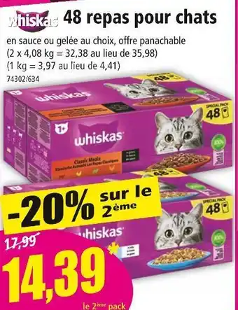 Norma Whiskas 48 repas pour chats offre