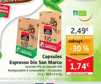 Colruyt Capsules Espresso Bio San Marco offre