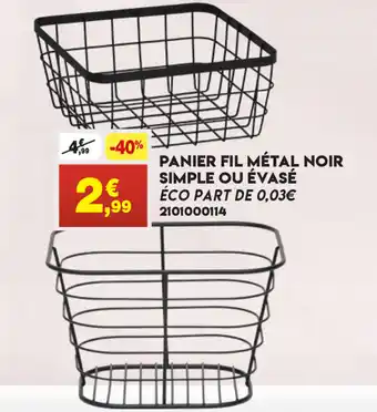 Maxi Bazar Panier Fil métal Noir Simple ou évasé offre