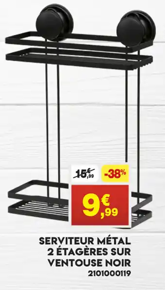 Maxi Bazar Serviteur Métal 2 Etageres sur Ventouse Noir offre