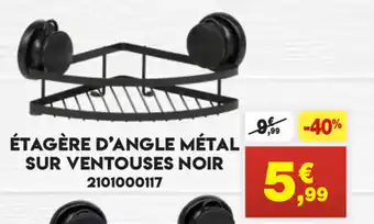 Maxi Bazar Étagère d'Angle Métal sur Ventouses Noir offre