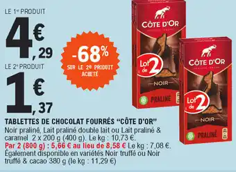 Tablettes de chocolat fourrés