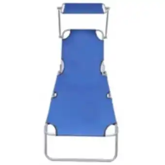 Vidaxl chaise longue pliable avec auvent bleu aluminium