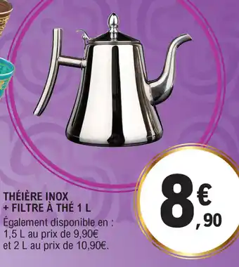 E.Leclerc Théière Inox + Filtre à Thé 1 L offre