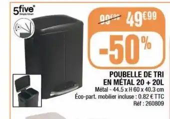 La Foir'Fouille Poubelle de tri en métal 20 + 20 l offre