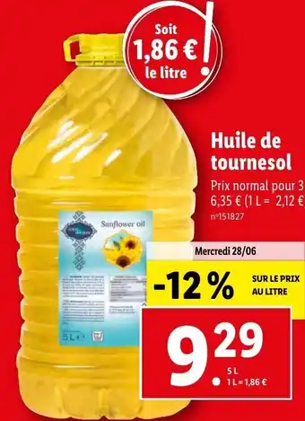 Lidl Huile de tournesol offre