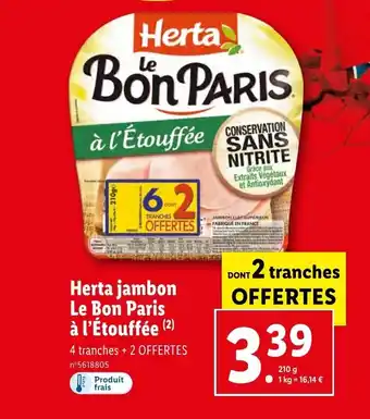 Lidl Herta jambon Le Bon Paris à l'Étouffée (2) offre