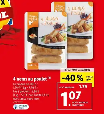 Lidl 4 nems au poulet (2) offre