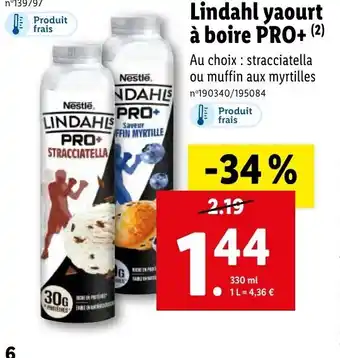 Lidl Lindahl yaourt à boire PRO+ (²) offre