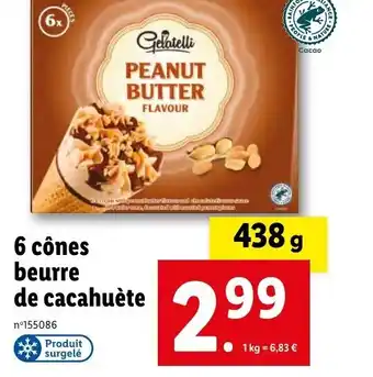 Lidl 6 cônes beurre de cacahuète offre