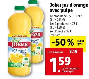 Lidl Joker jus d'orange avec pulpe offre