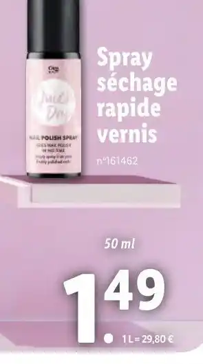 Lidl Spray séchage rapide vernis offre