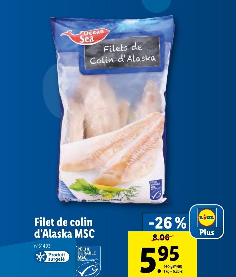 Promo Filet de colin d'Alaska MSC chez Lidl