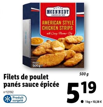 Lidl Filets de poulet panés sauce épicée offre