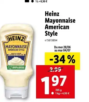 Lidl Heinz Mayonnaise American offre