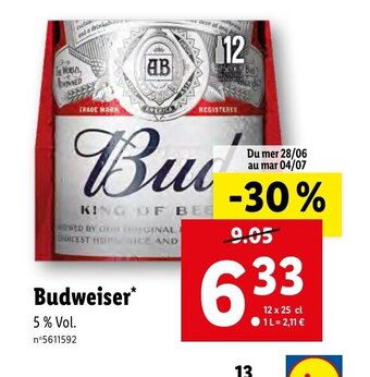 Lidl Budweiser* offre