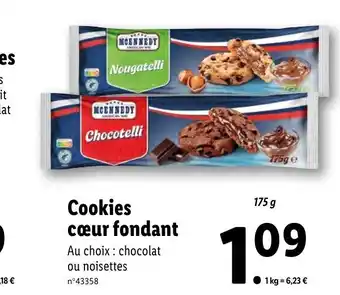 Lidl Cookies cœur fondant Au choix: chocolat ou noisettes n°43358 offre