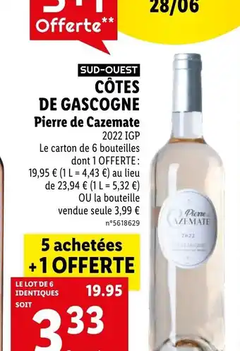 Lidl CÔTES DE GASCOGNE Pierre de Cazemate offre