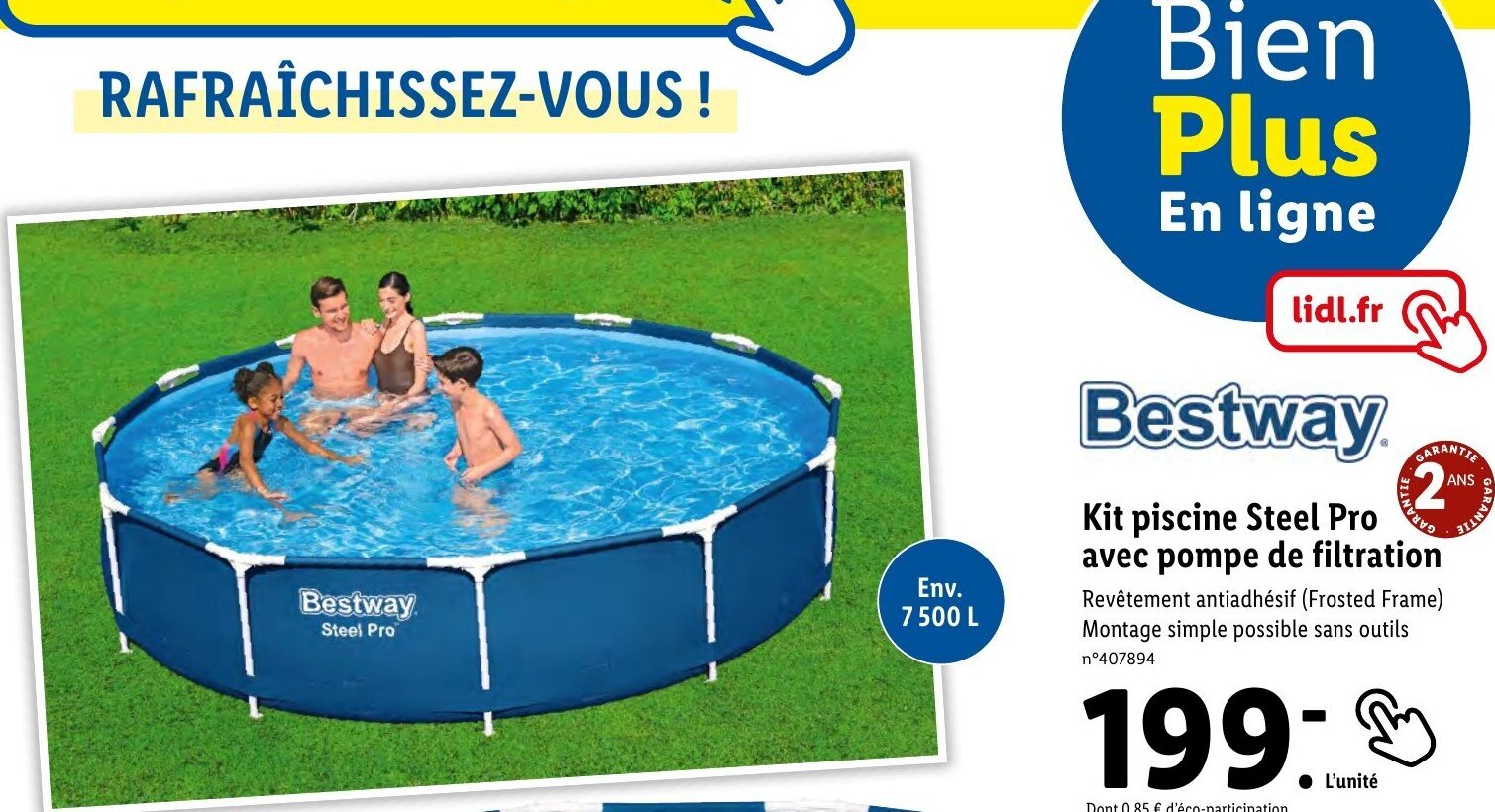 Promo Kit piscine Steel Pro avec pompe de filtration Revêtement