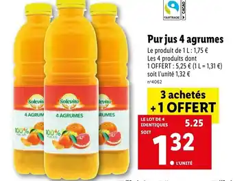 Lidl Pur jus 4 agrumes offre