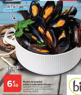 Bi1 Moules de bouchot prêtes à cuire après rinçage offre