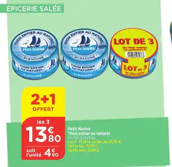 Bi1 Petit Navire Thon entier au naturel offre