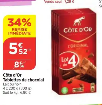 Bi1 Côte d'Or Tablettes de chocolat offre