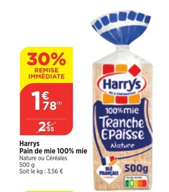 Bi1 Harrys Pain de mie 100% mie offre
