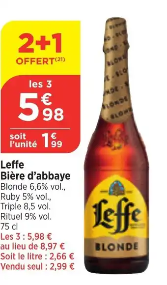 Bi1 Leffe Bière d'abbaye Blonde 6,6% vol., offre