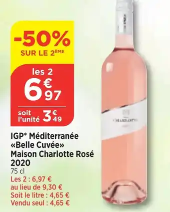 IGP Méditerranée <<Belle Cuvée»> Maison Charlotte Rosé
