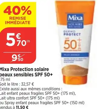 Mixa Protection solaire peaux sensibles SPF 50+ 175 ml