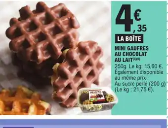 E.Leclerc Express LA BOÎTE MINI GAUFRES AU CHOCOLAT AU LAIT (3)(6) offre