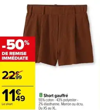 Short gauffré