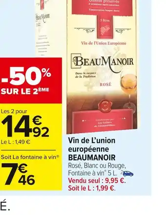 Carrefour Market Beaumanoir vin de l’union européenne offre