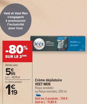 Carrefour Veet men crème dépilatoire offre