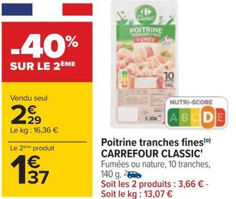 Carrefour Carrefour classic' poitrine tranches fines offre