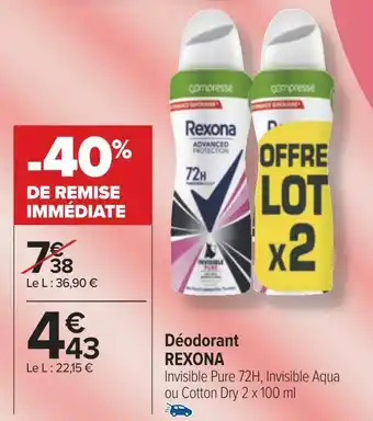 Carrefour Rexona déodorant offre