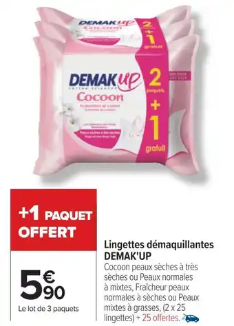 Carrefour Demak'up lingettes démaquillantes offre