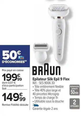 Carrefour Braun epilateur silk epil 9 flex offre