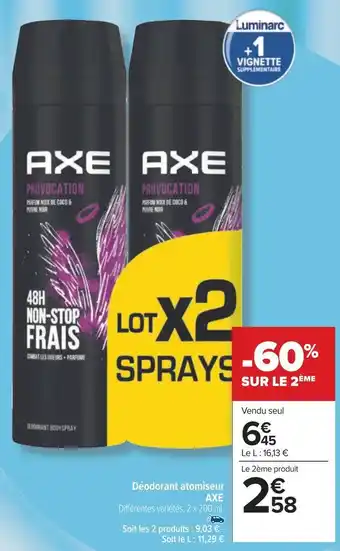 Carrefour Axe déodorant atomiseur offre