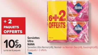 Carrefour Nana serviettes ultra offre